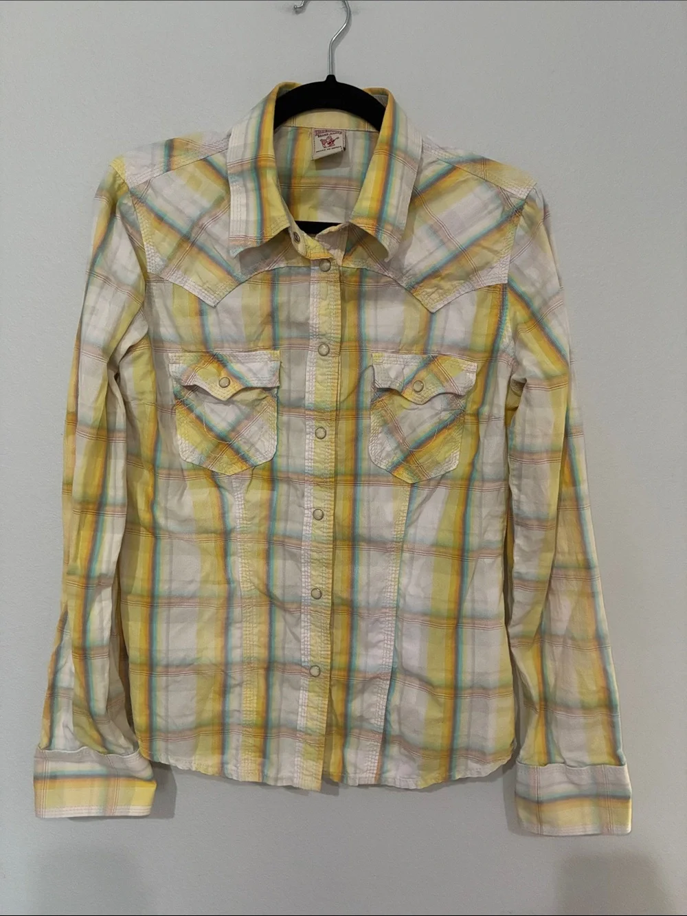 True Religion Yellow Plaid Long-Sleeve Button-Down Shirt